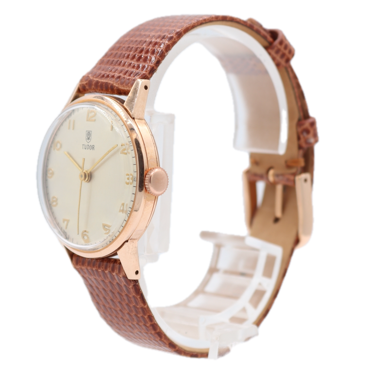 Vintage 30mm Tudor Dress 17J Men's Mechanical Wristwatch Swiss 9k Rose Gold