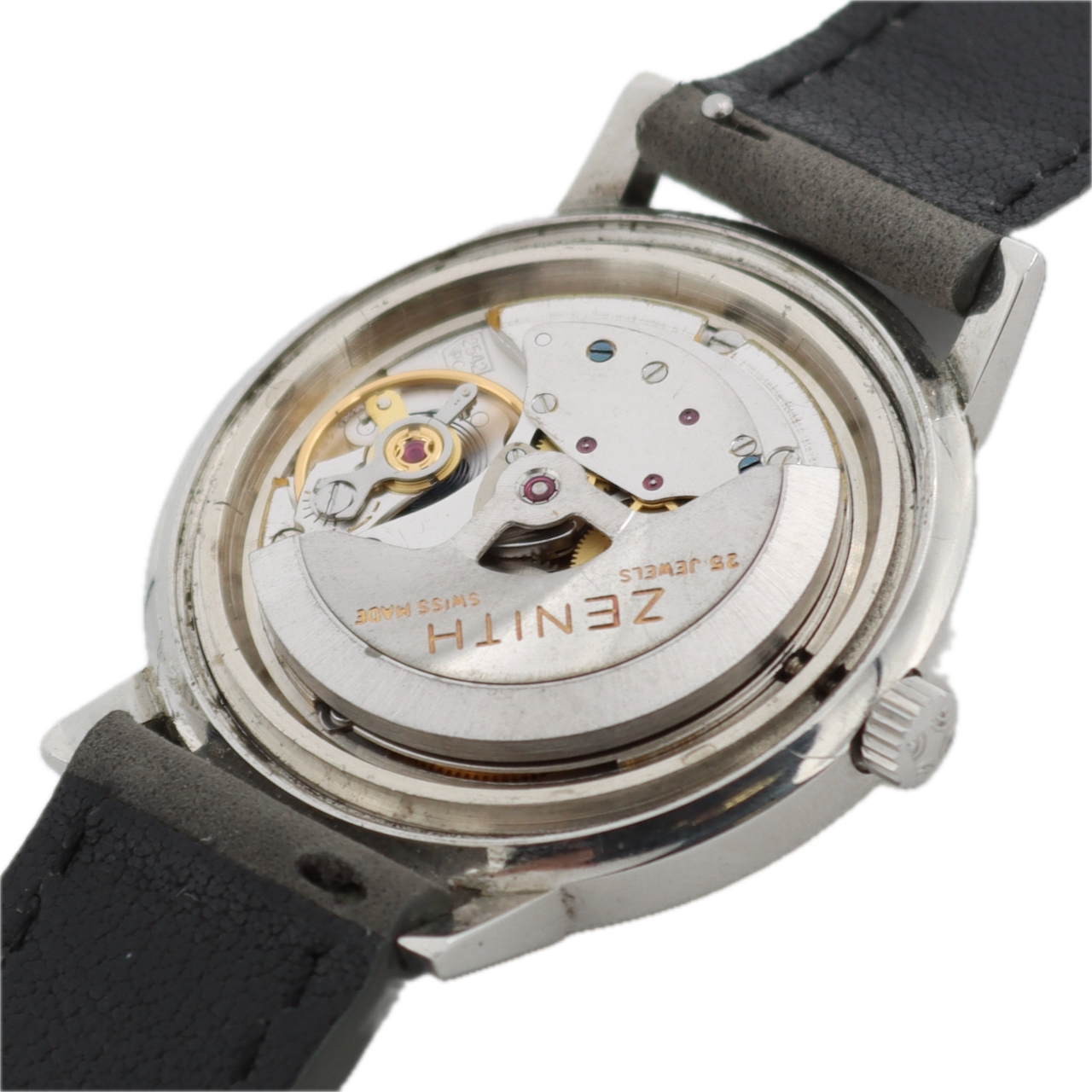 Vintage 36mm Zenith Sunburst 25 Jewel Men's Automatic Wristwatch Swiss Steel