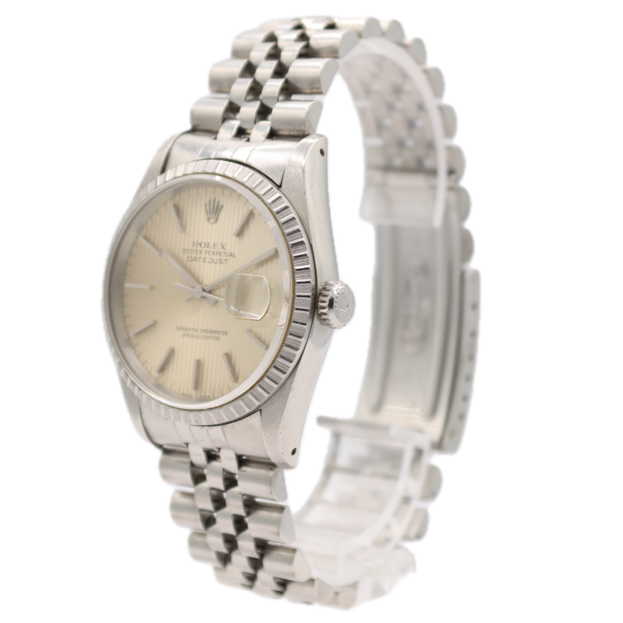 Vintage 1991 Rolex 16220 Datejust Tapestry Men's Automatic Wristwatch Steel