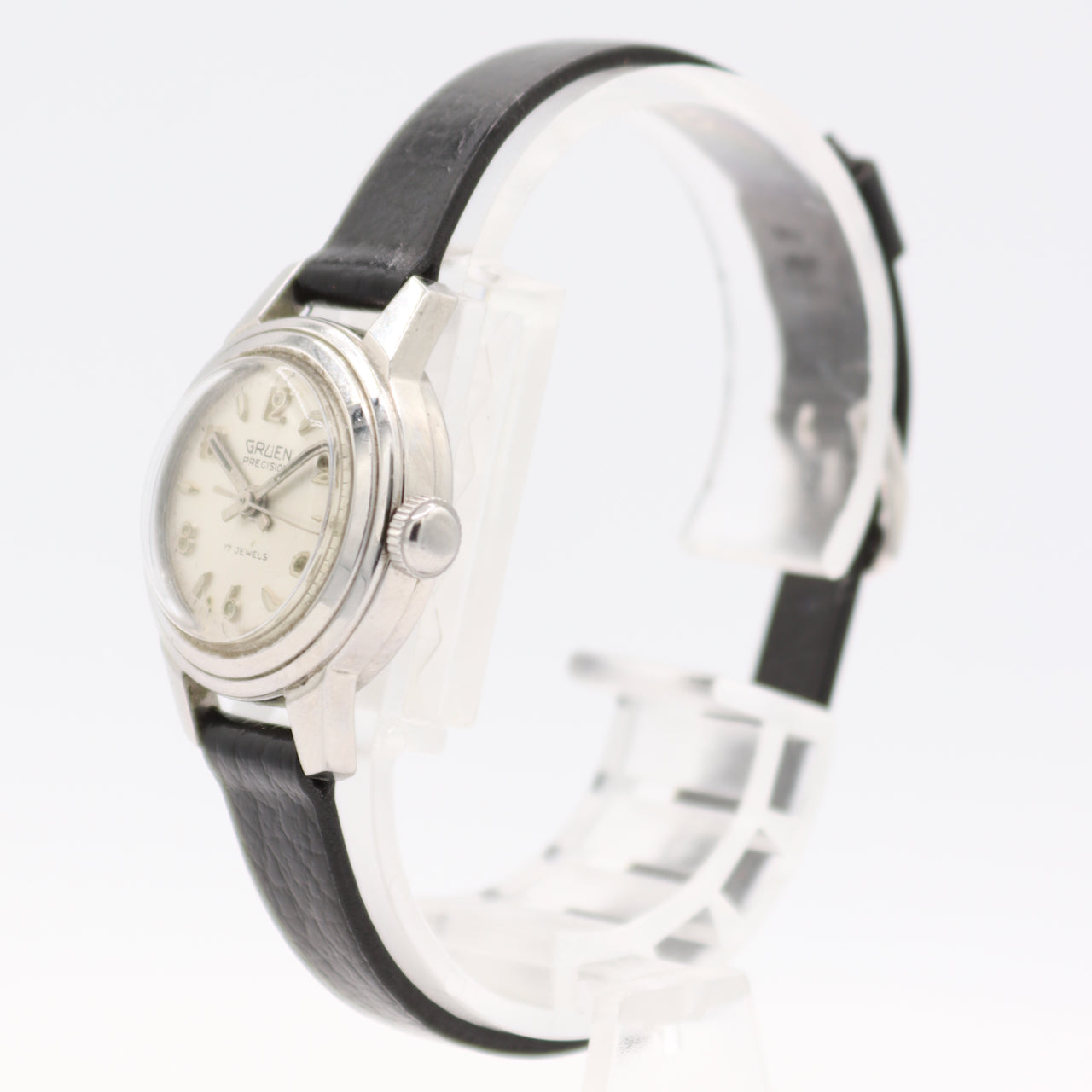 Vintage 22.5mm Gruen Precision 17J Dress Ladies Automatic Wristwatch Swiss Steel