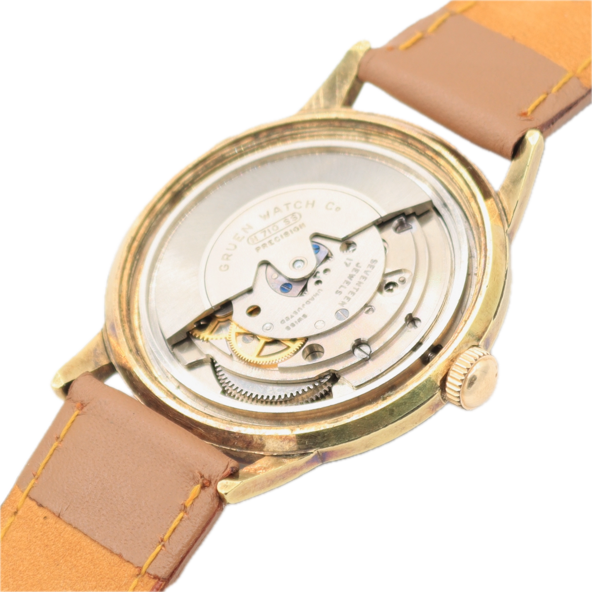 Vintage 35mm Gruen Precision 17 Jewel Men's Automatic Wristwatch N710 SS Runs