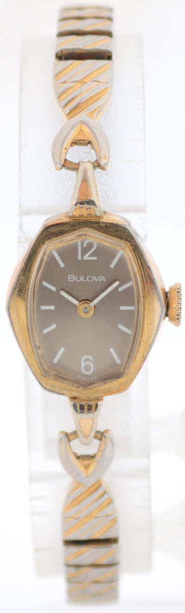 Vintage 1978 Bulova 3768 Brown Sunburst Ladies Mechanical Wristwatch 692 Swiss