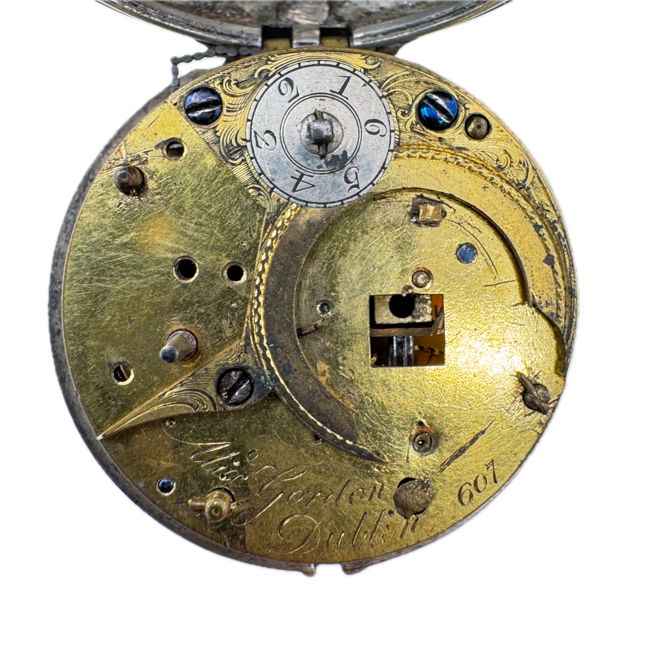 Antique 50mm Alix Gordon Dublin Key Wind Fusee Pocket Watch Pair Case for Parts