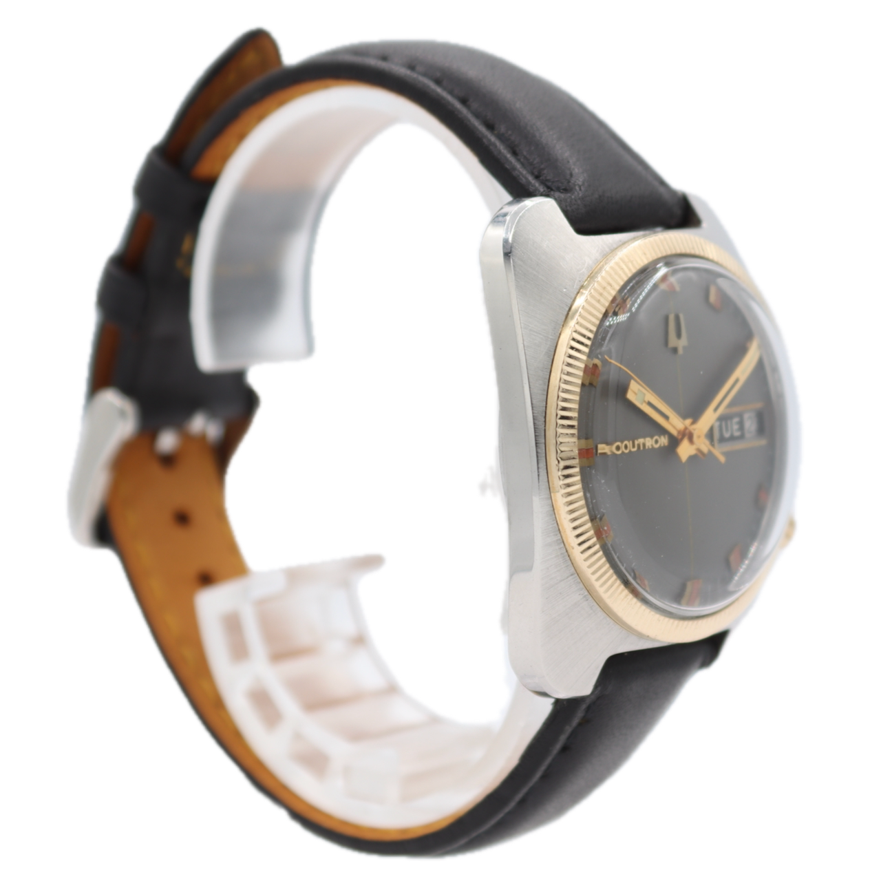 Vintage 1971 Accutron Day Date Men's Tuning Fork Wristwatch USA Steel & 10k GF