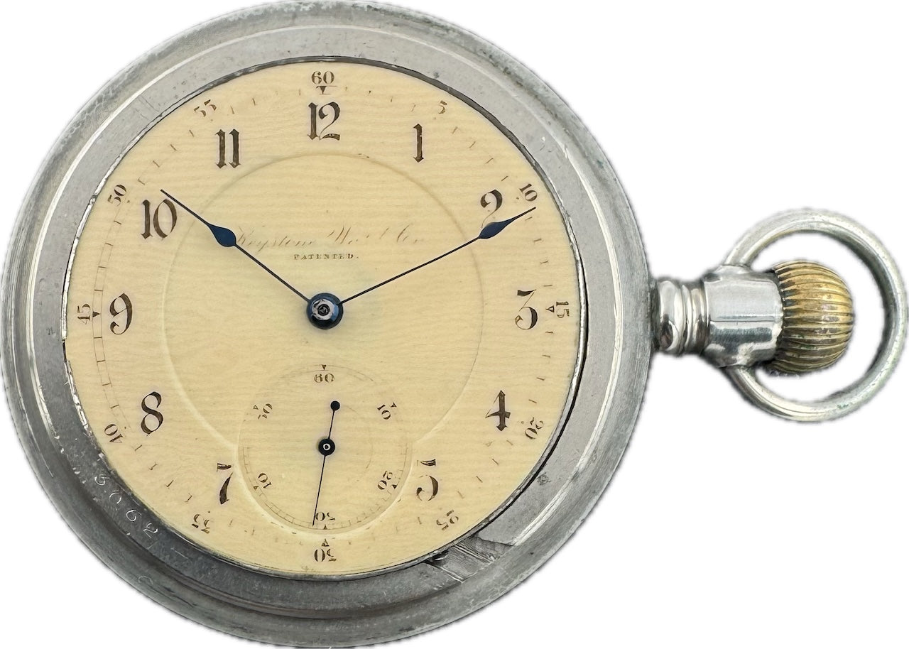 Antique 18 Size Keystone Dust Proof Open Face Pocket Watch Silverode Coin Edge