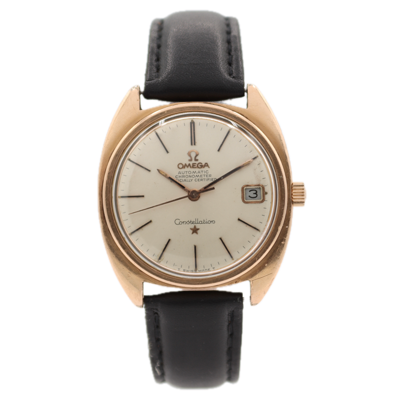 Vintage Omega 168.017 Constellation Men's Automatic Wristwatch Rose Gold Plated