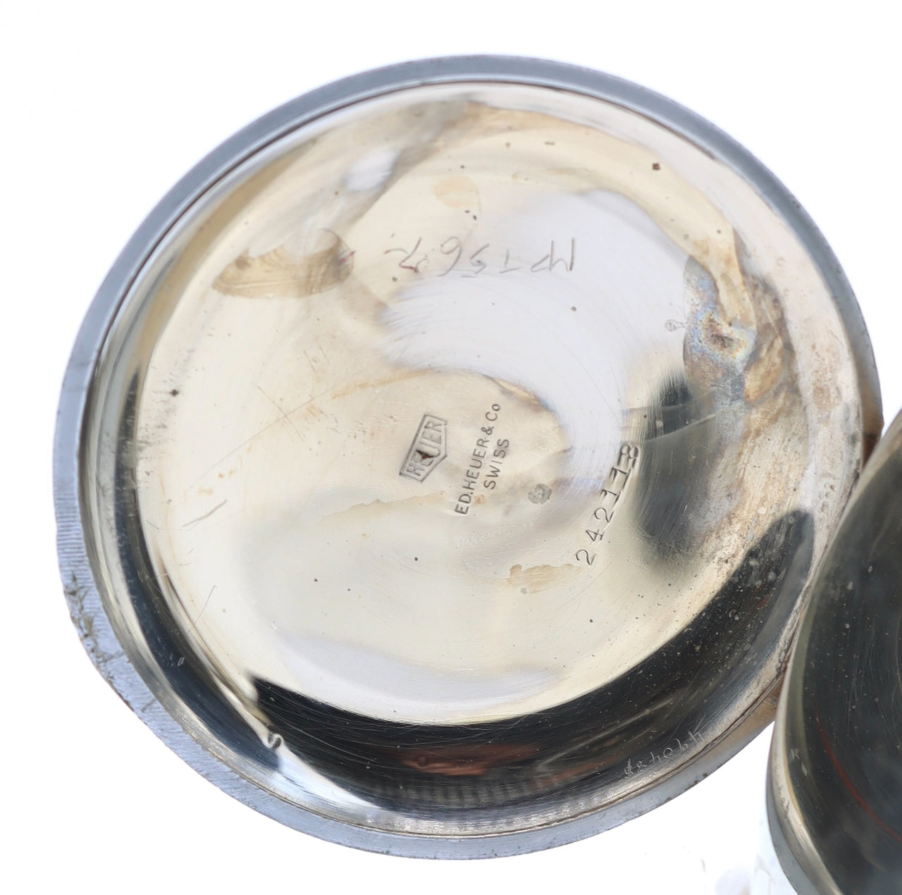 Antique Heuer Abercrombie & Fitch Co. Split Second Stop Watch Valjoux 57 Chrome