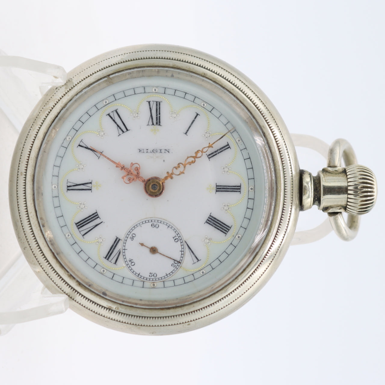 Antique 1897 Elgin Multicolor Dial Mechanical Hunter Pocket Watch Nickel USA