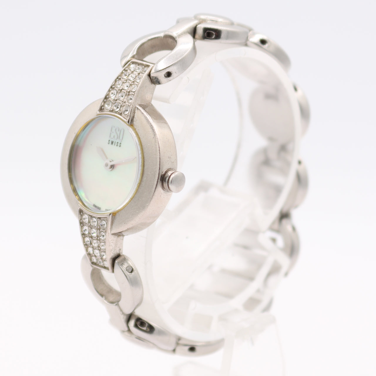 23mm ESQ E5236 Iridescent Dial Ladies Quartz Wristwatch Steel Crystal Accents