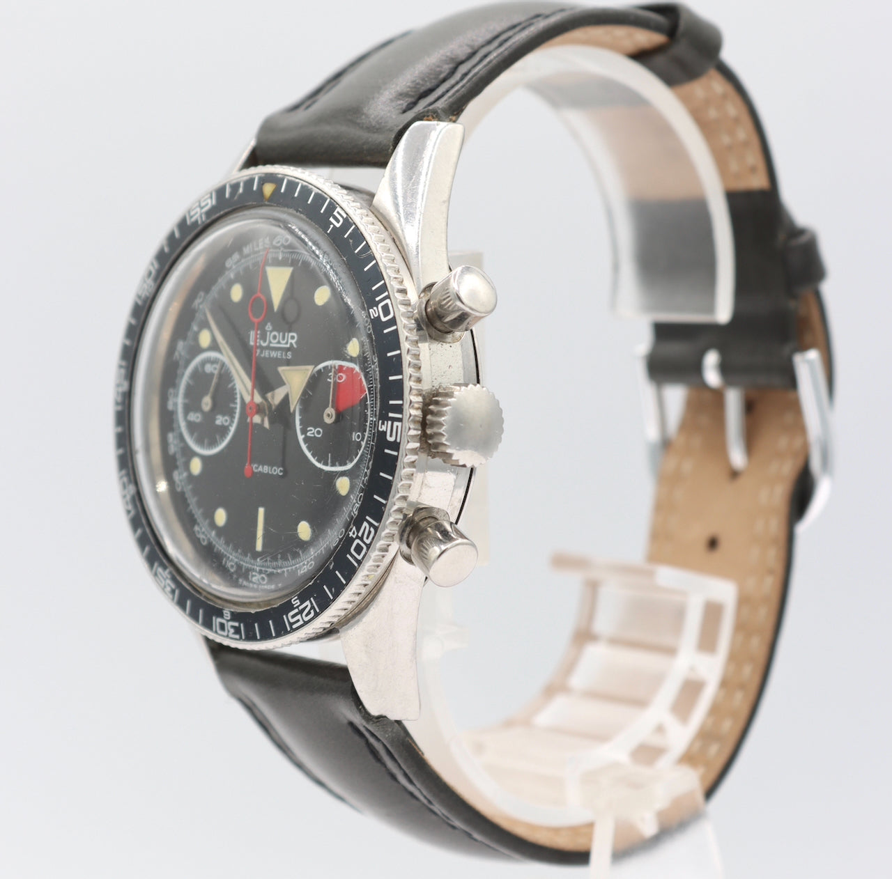 Vintage 39mm LeJour "Lollipop" Men's Mechanical Wristwatch 7733 Swiss Steel