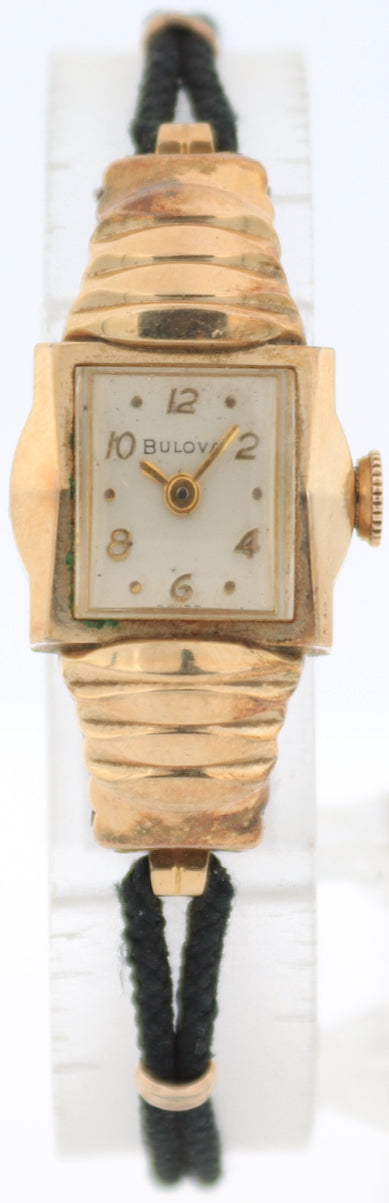 Vintage 1957 Bulova Art Deco Ladies Mechanical Wristwatch 6 BD Swiss 10k RGP
