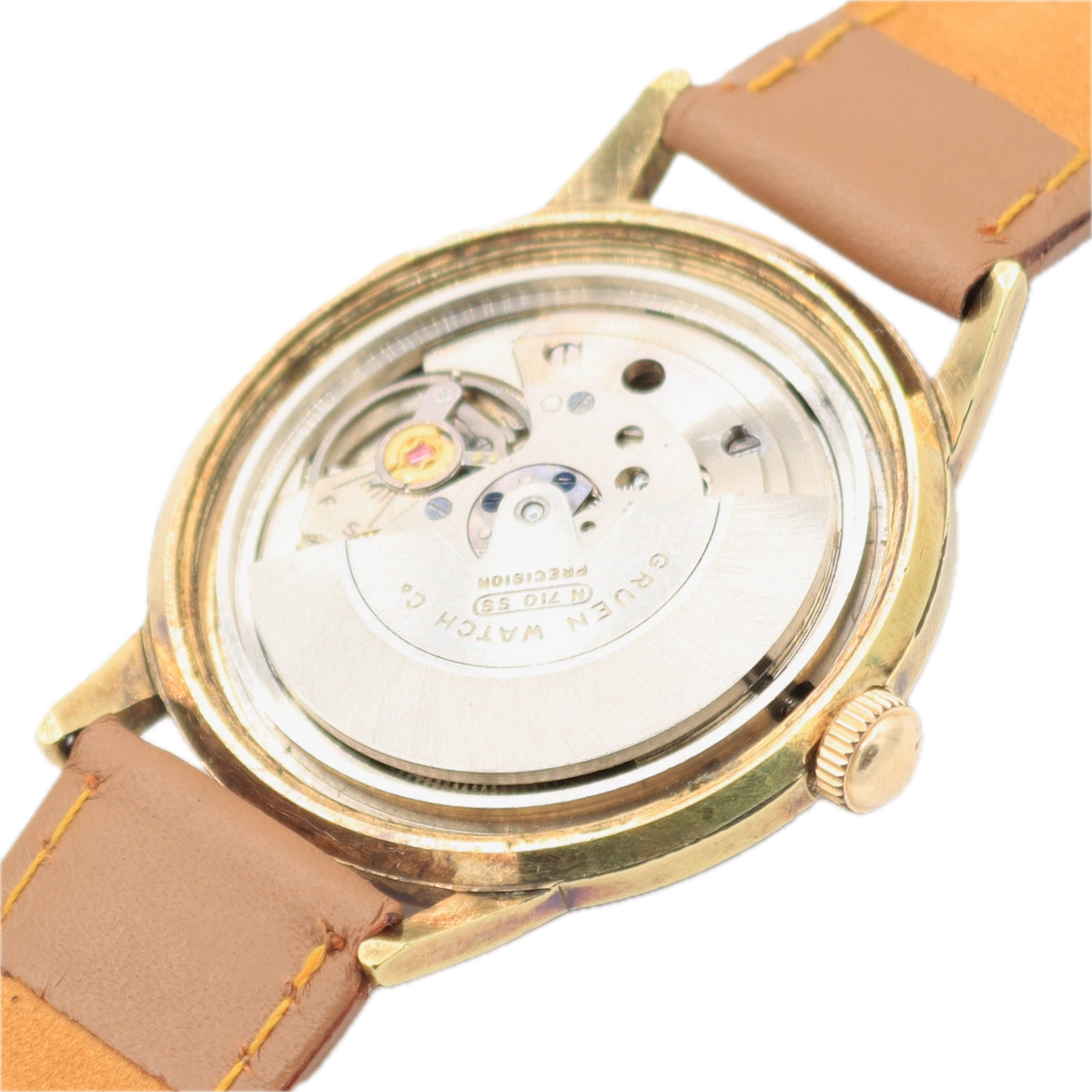 Vintage 35mm Gruen Precision 17 Jewel Men's Automatic Wristwatch N710 SS Runs