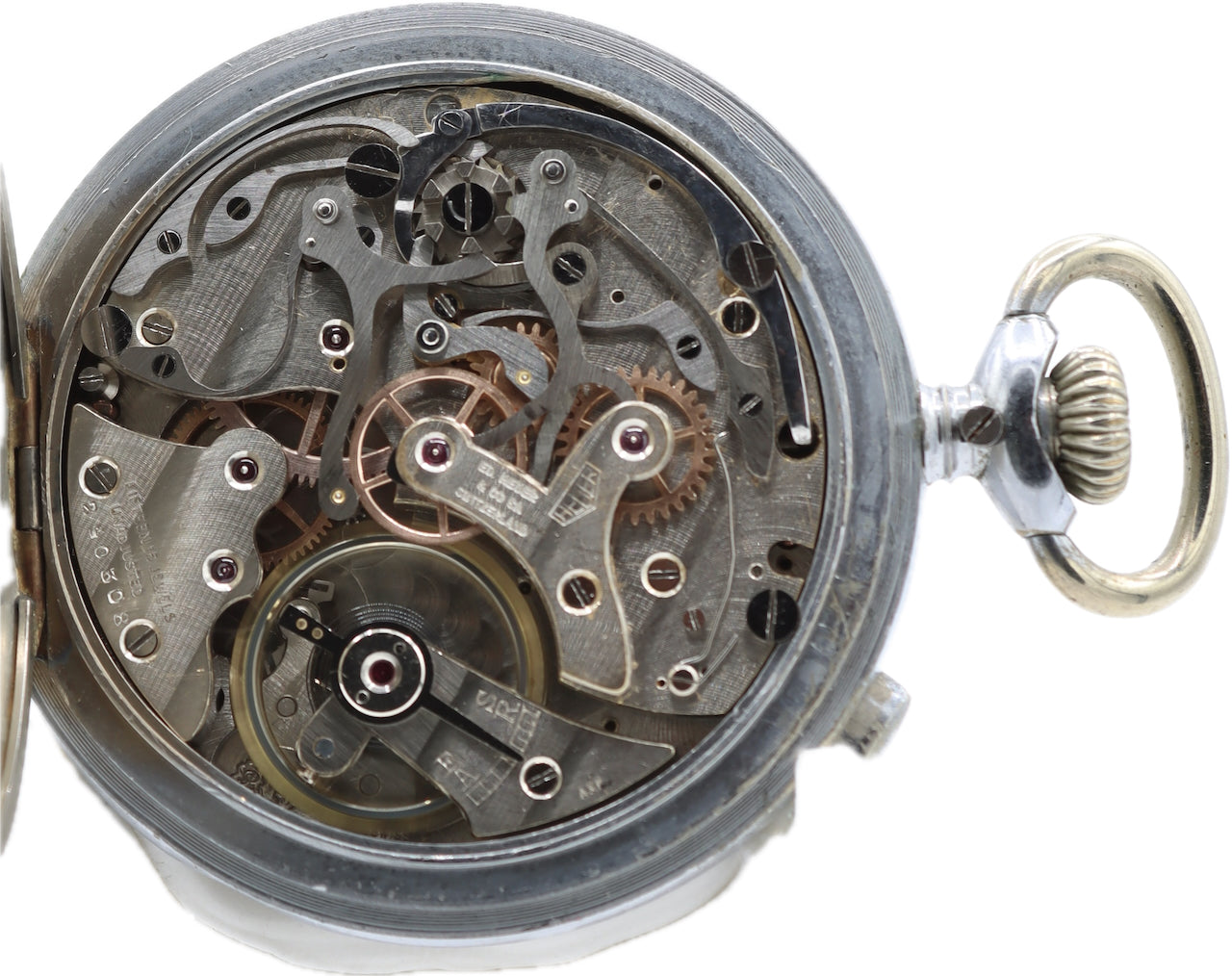 Antique Heuer Abercrombie & Fitch Co. Split Second Stop Watch Valjoux 57 Chrome