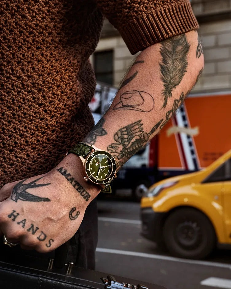 41mm Bulova 98A324 Mil-Ships Green & Bronze Men's Automatic Wristwatch Bronze