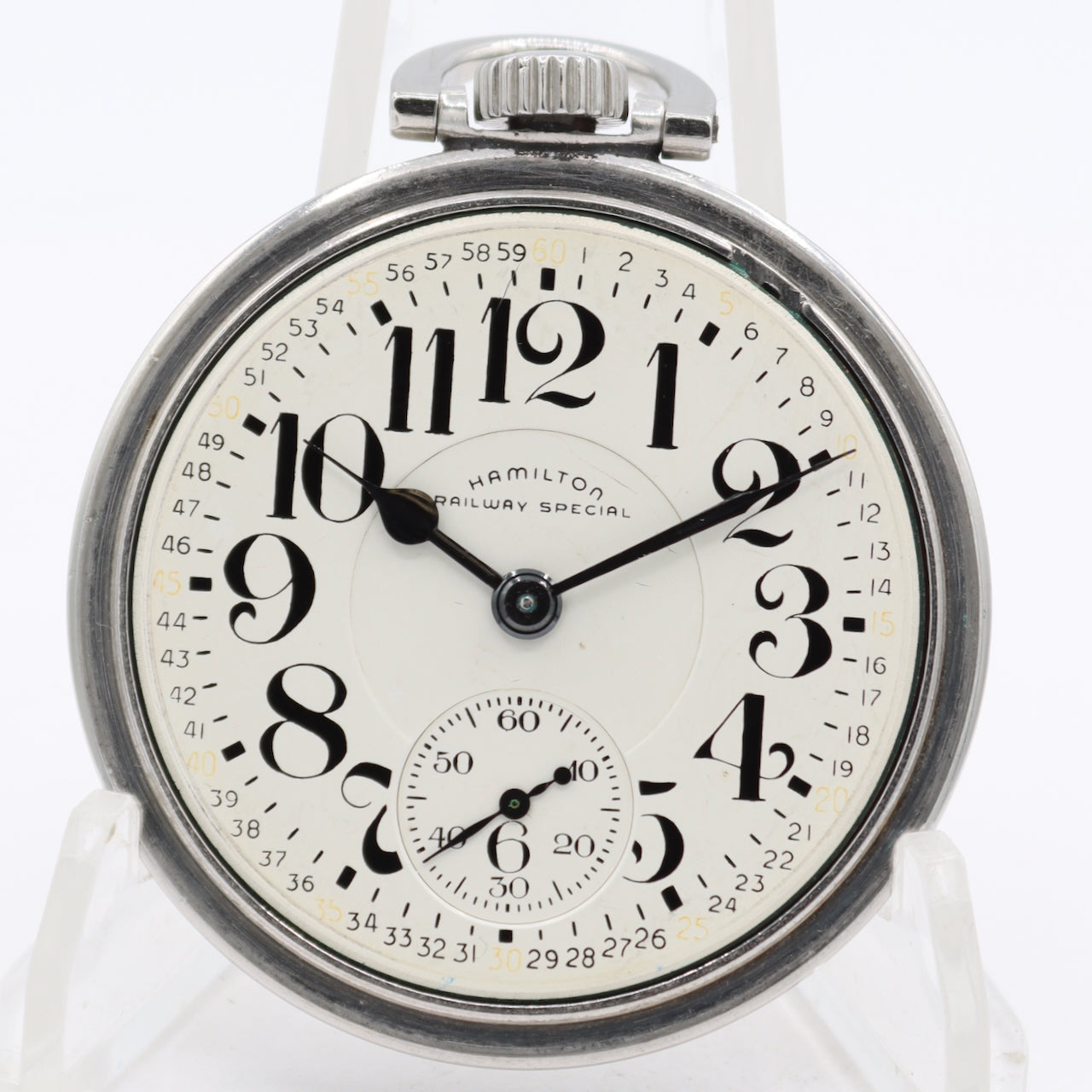Antique 1952 Hamilton 21j Mechanical Pocket Watch 992B Stainless Steel USA