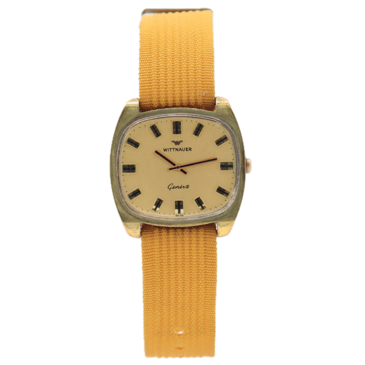 Vintage 34mm Wittnauer Geneve Men's Mechanical Wristwatch 9E1 Gold Tone Running