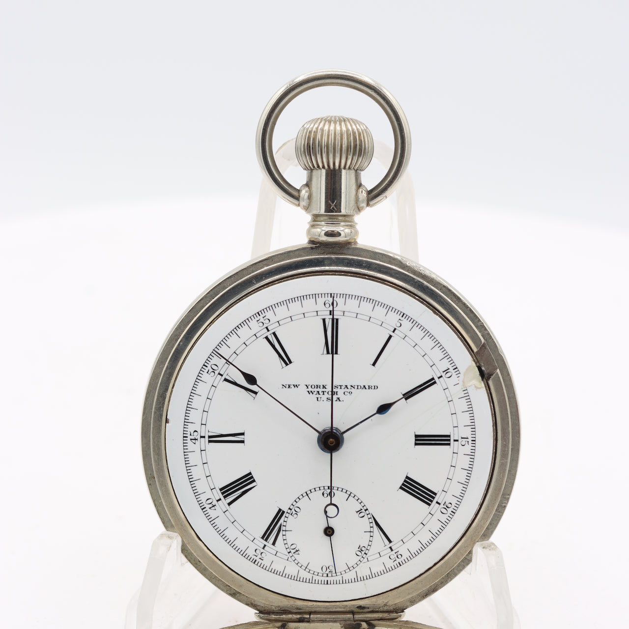Antique 18s New York Standard watch Co Chronograph Pocket Watch 164 Silverode