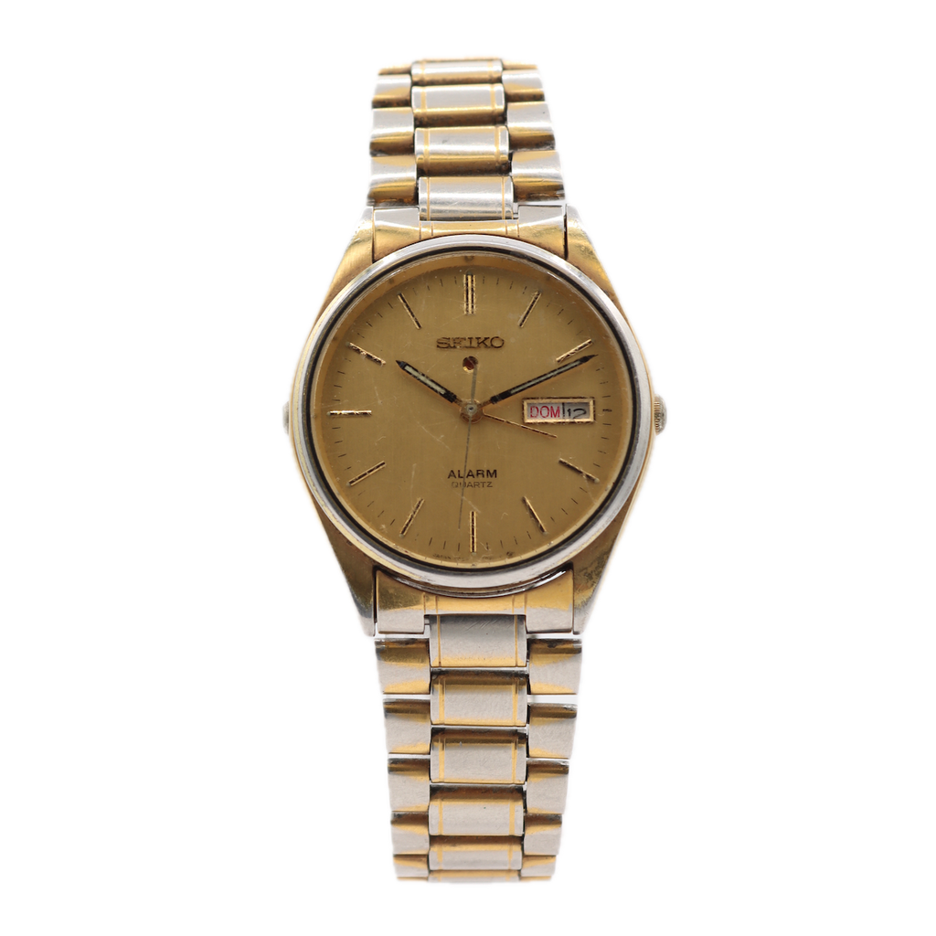 Vintage Seiko 5C23-8009 A4 Alarm Men's Quartz Wristwatch Japan Gold To