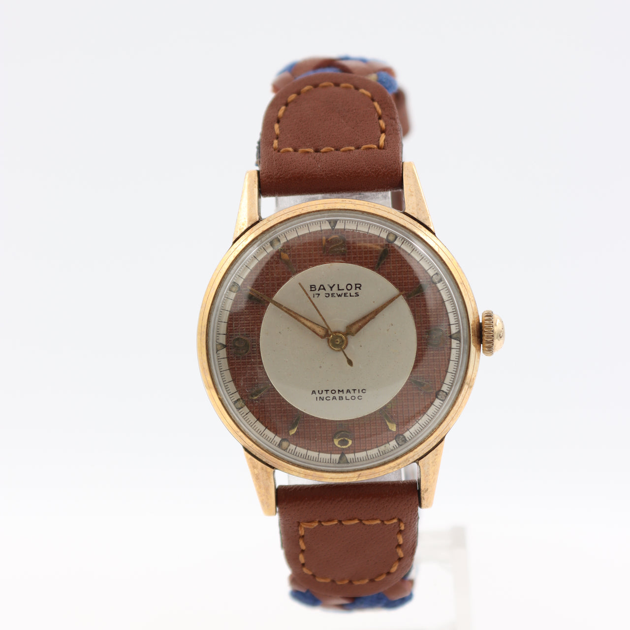 Vintage 32mm Baylor Copper Dial Men's Automatic Wristwatch AS 1361 Swiss Steel