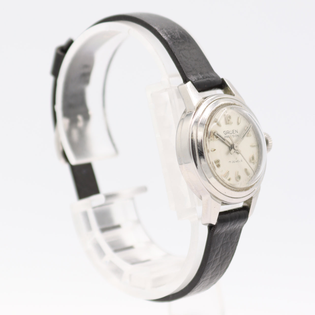 Vintage 22.5mm Gruen Precision 17J Dress Ladies Automatic Wristwatch Swiss Steel