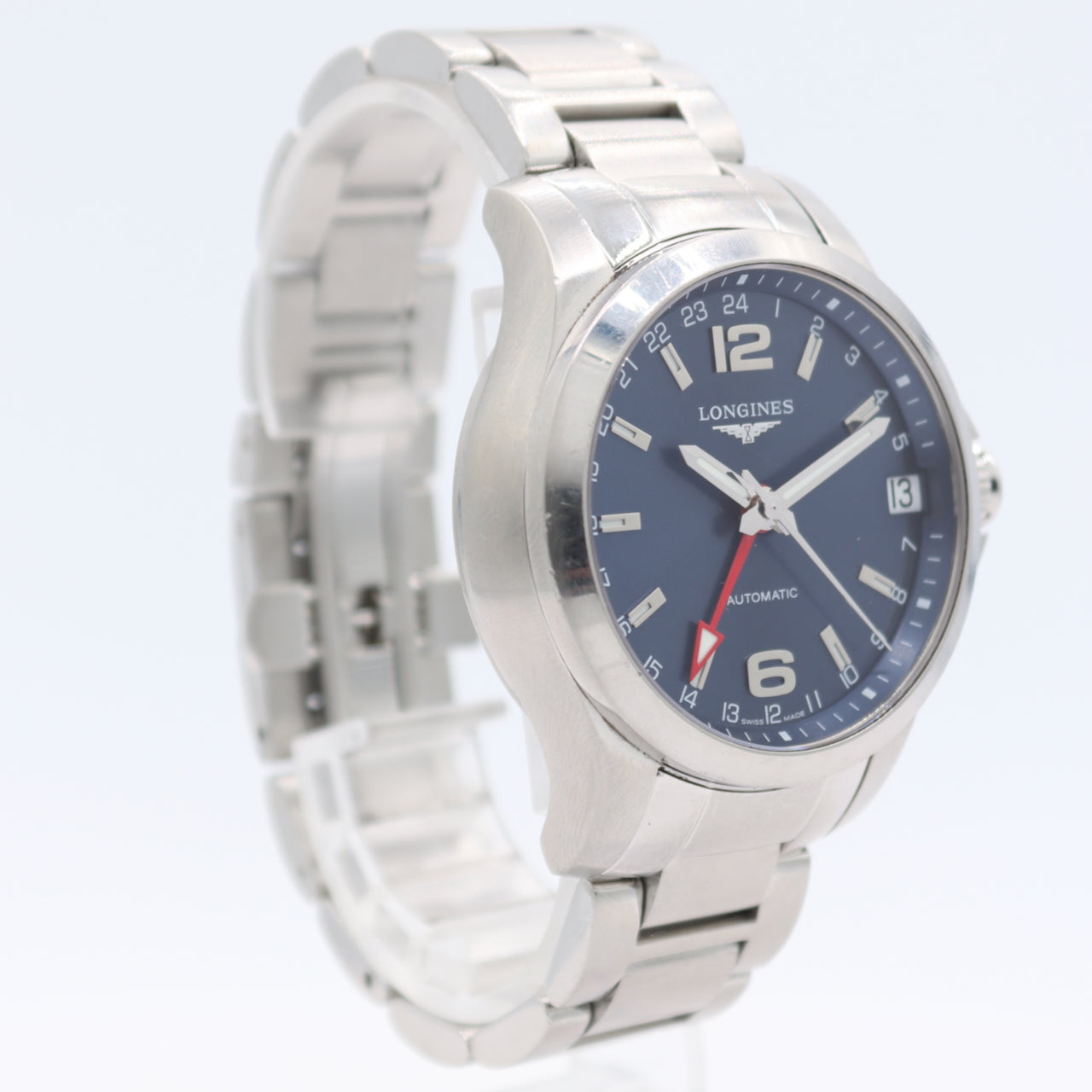 41mm Longines L3.687.4.99.6 Conquest GMT Men's Automatic Wristwatch Steel W/Box