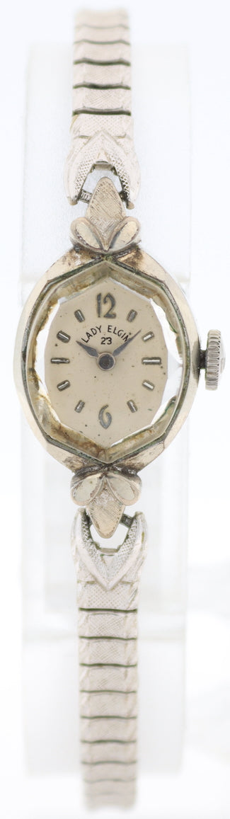 Vintage Lady Elgin 401 Cocktail Ladies Mechanical Wristwatch 905 10k White GF