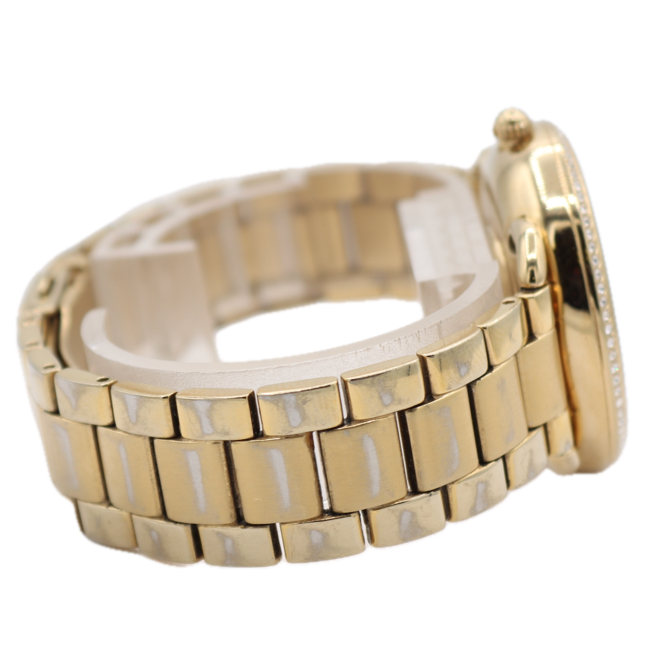 34mm Fossil ES4263 Tailor Gold Ladies Quartz Wristwatch Gold Tone Crystal Bezel