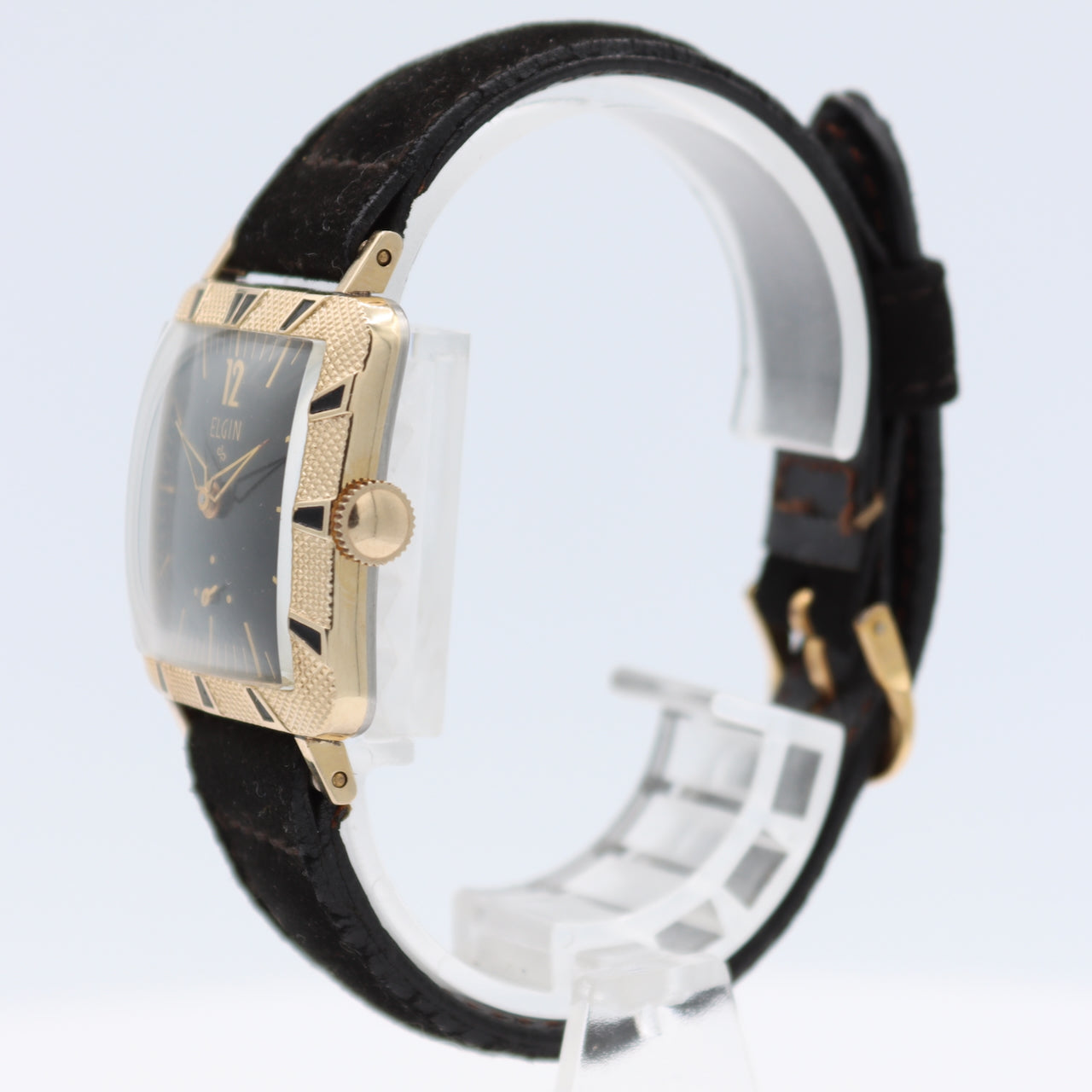 Vintage 28mm Elgin 9501 Huron Men's Mechanical Wristwatch USA 10k RGP Running