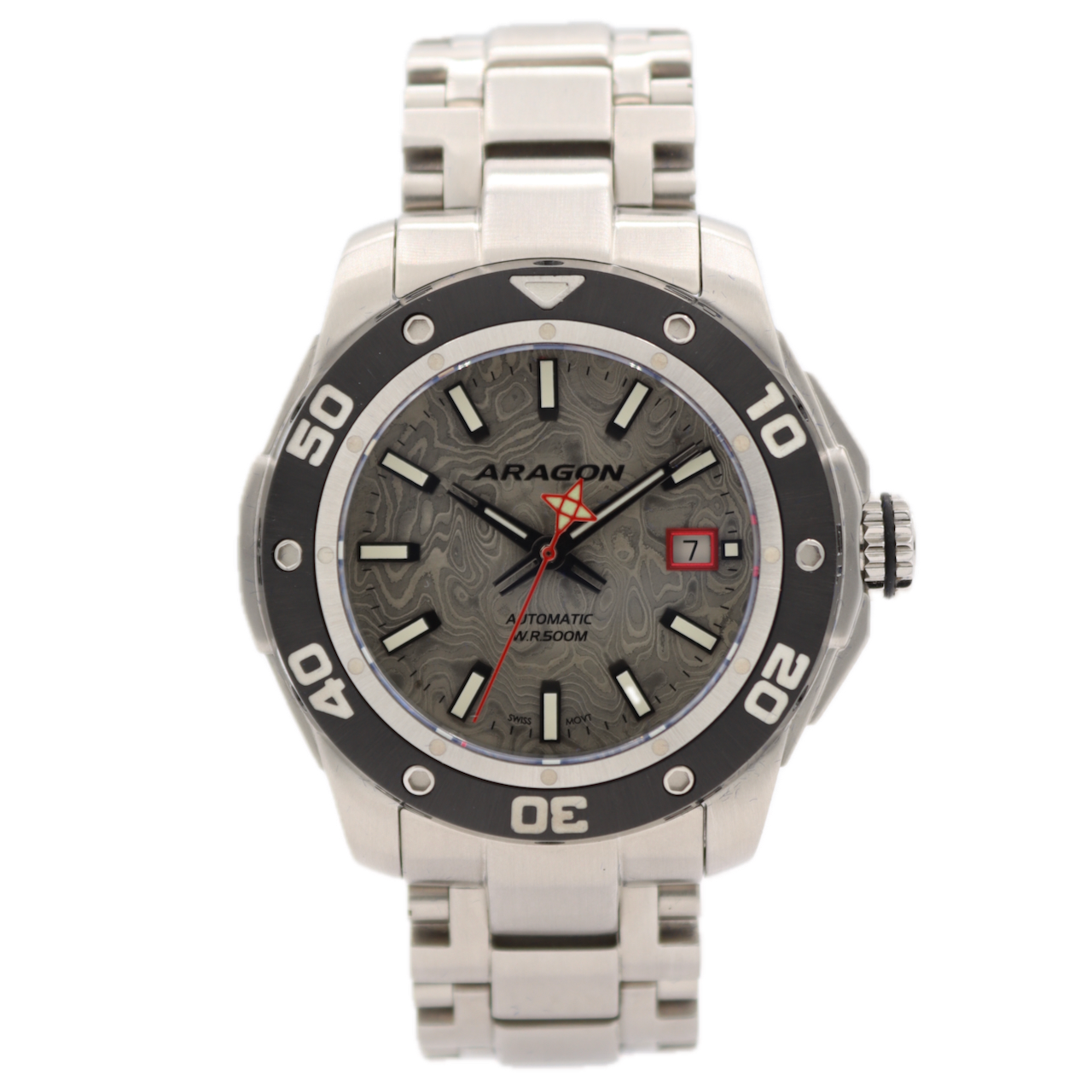 46mm Aragon A342 Superjet Damascus Men's Automatic Wristwatch Swiss Steel W/ Box