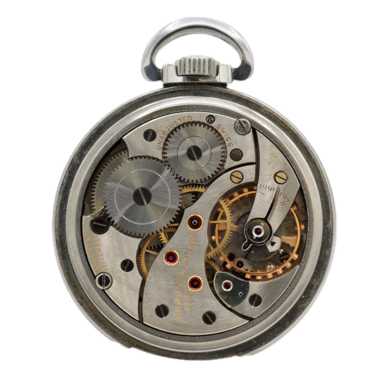 Antique 18s Hamilton Traffic Special Mechanical Pocket Watch 669 Steel Swiss