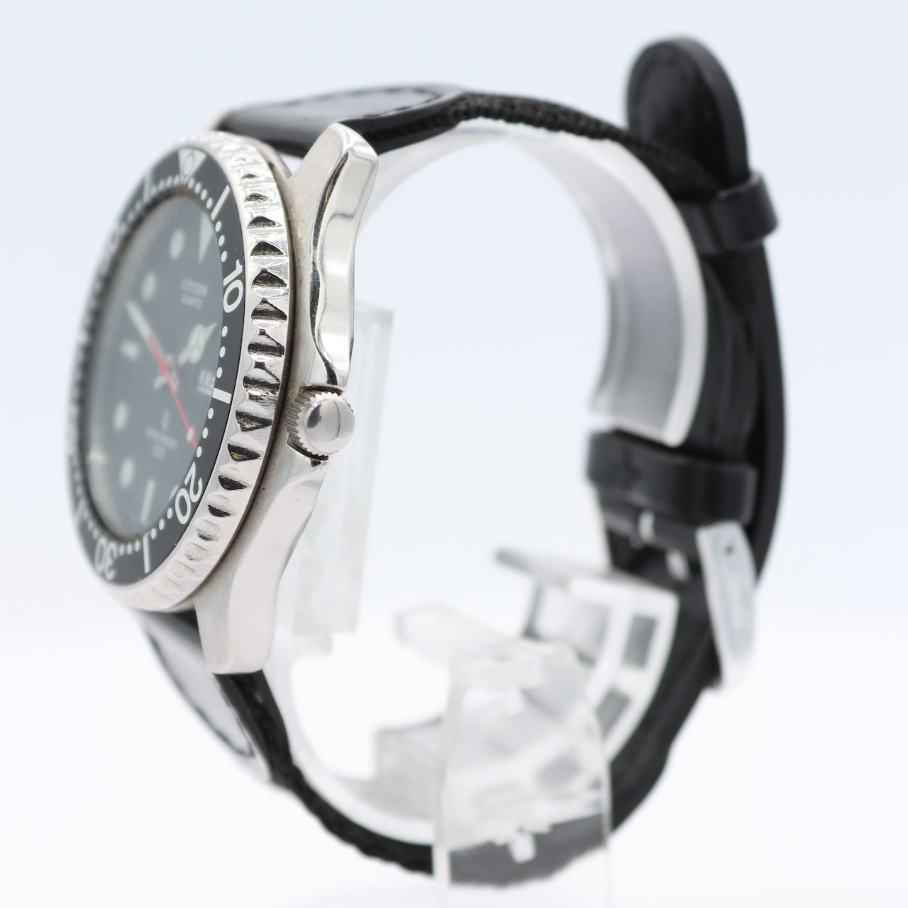 Vintage Citizen Day Date Men's Quartz Wristwatch 6100A Japan Stainless Steel