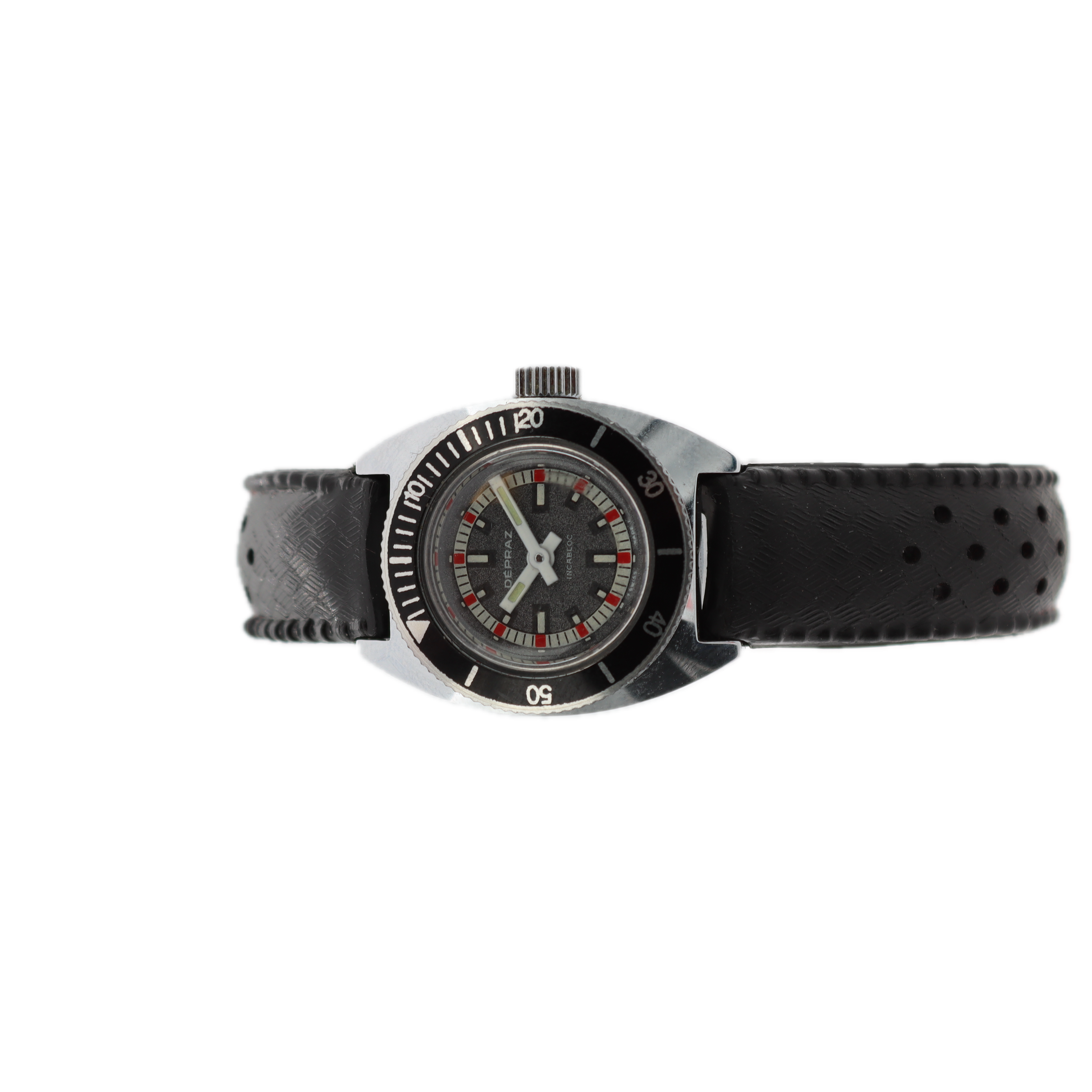 Vintage Depraz 511 Scuba Grey dial Ladies Mechanical Wristwatch Steel & Chrome