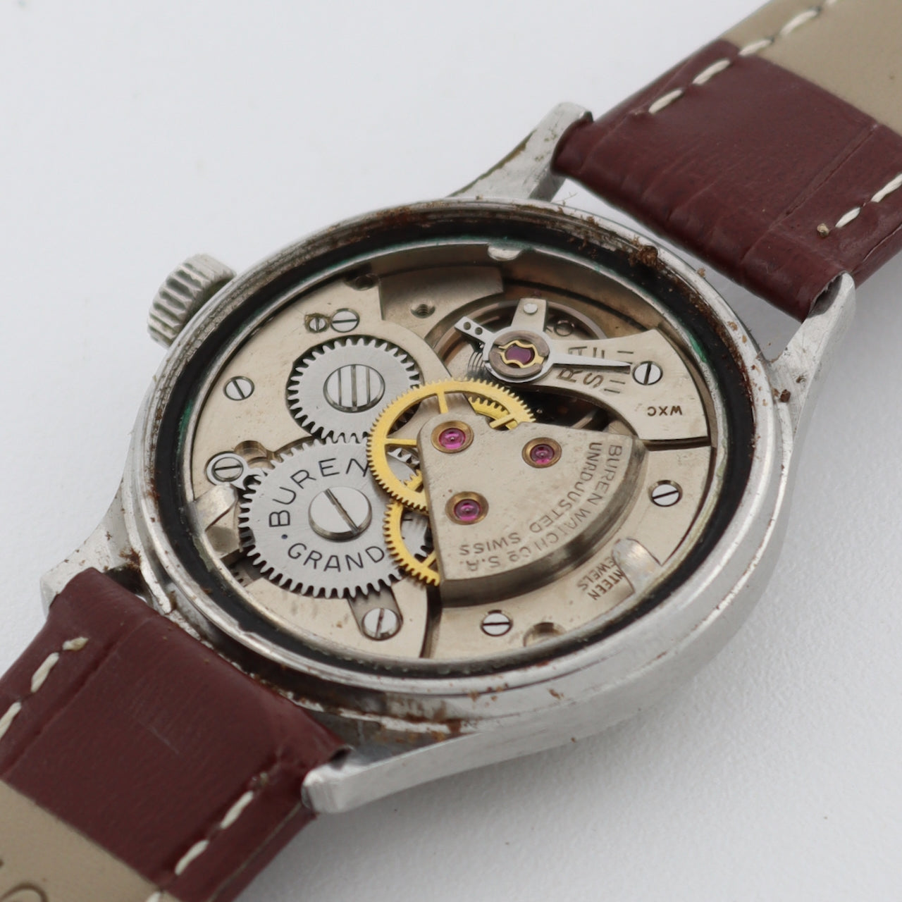 Vintage 31mm Buren Grand Prix 17 Jewel Men's Mechanical Wristwatch Swiss Steel