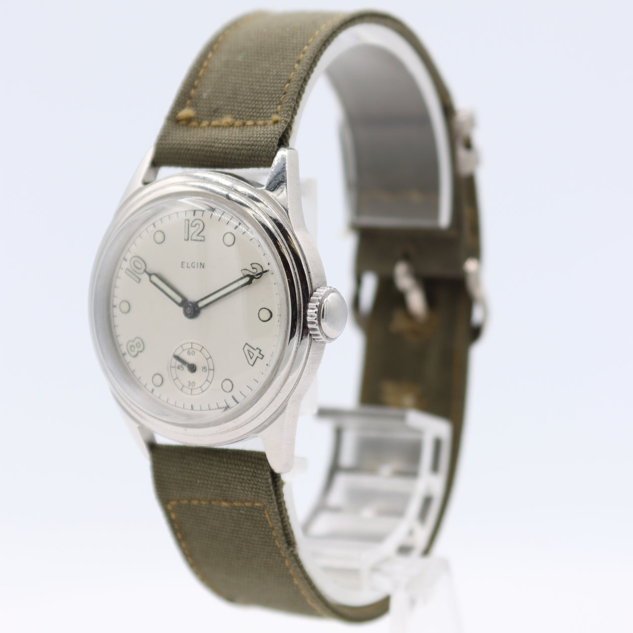 Vintage 30mm 1941 Elgin Service 15j Men's Mechanical Wristwatch 554 USA Steel