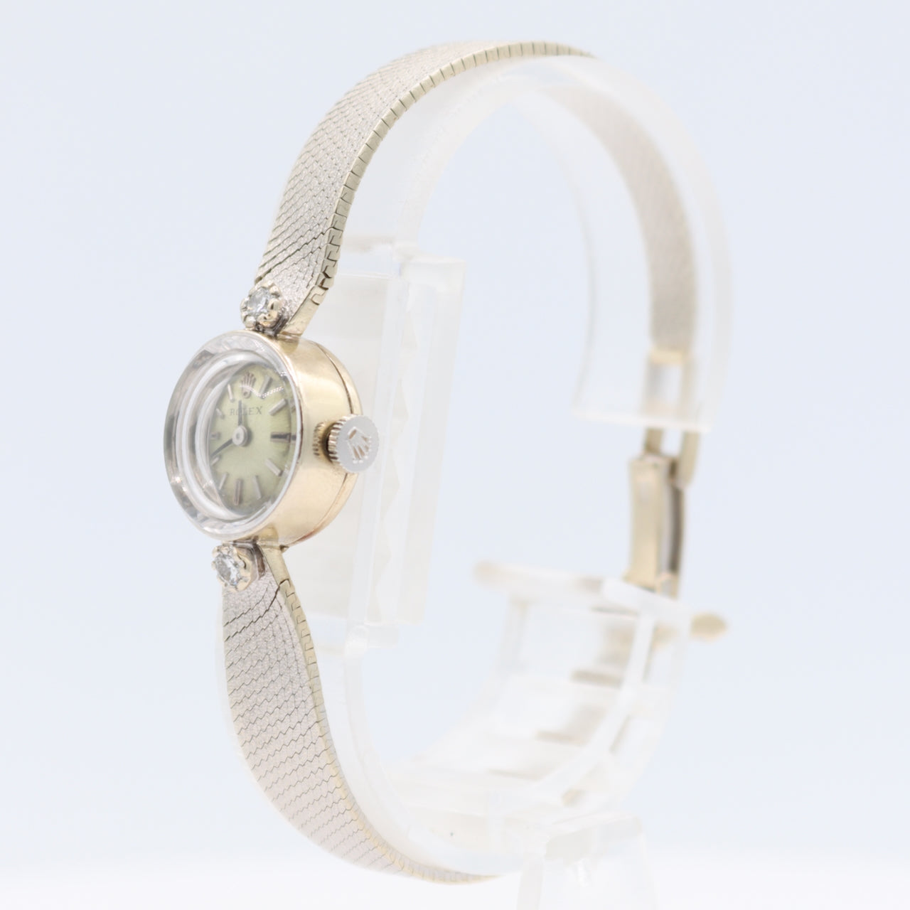 Vintage 15mm Rolex Diamonds Ladies Mechanical Wristwatch 14k White Gold W/Box