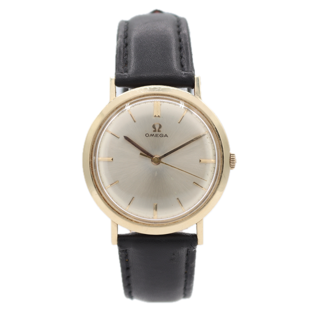 1960 Omega P-6286 Sunburst Men's Mechanical Wristwatch 600 Swiss 14k GF W/ Box