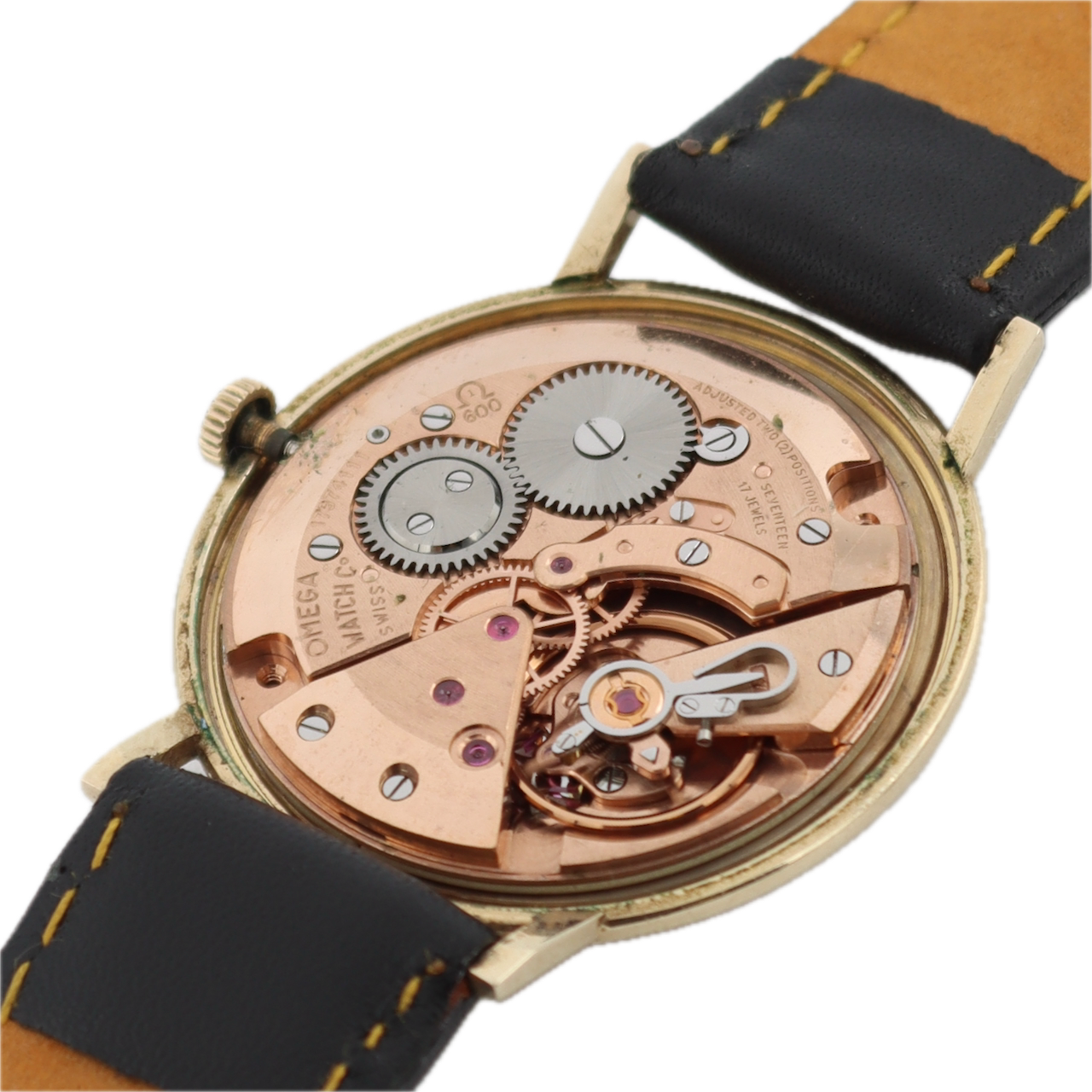 1960 Omega P-6286 Sunburst Men's Mechanical Wristwatch 600 Swiss 14k GF W/ Box