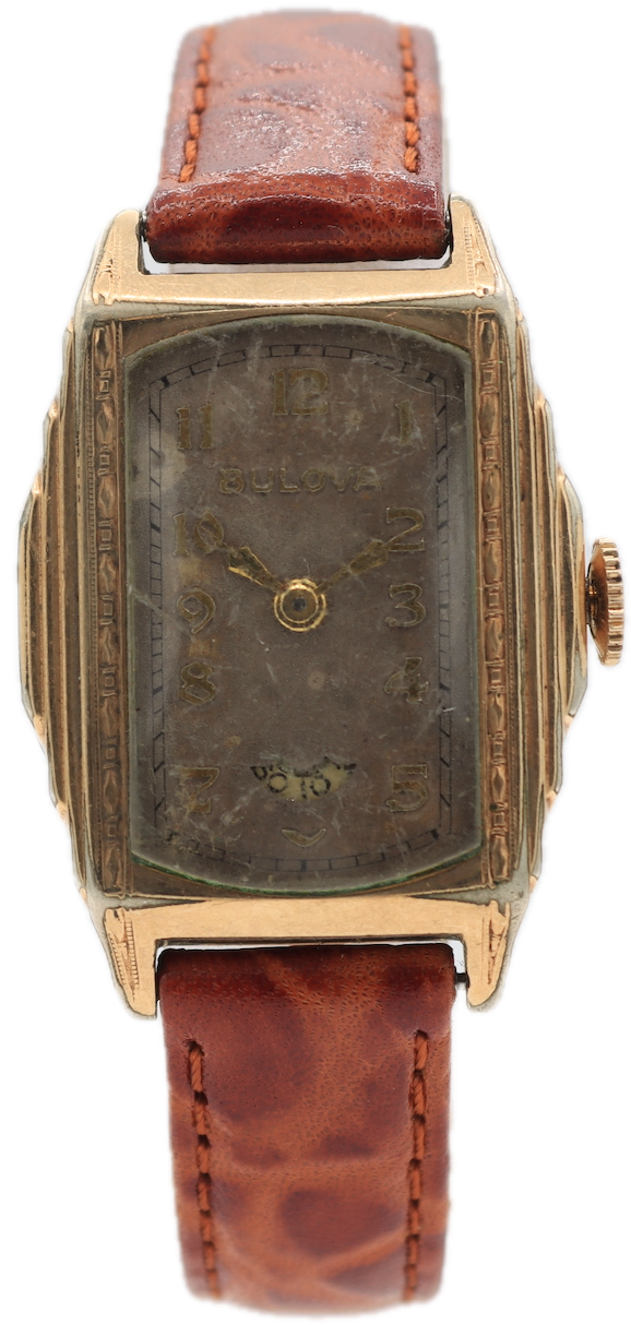 Vintage 1945 Bulova Art Deco Secometer Men's Mechanical Wristwatch 10 AE 10k GF