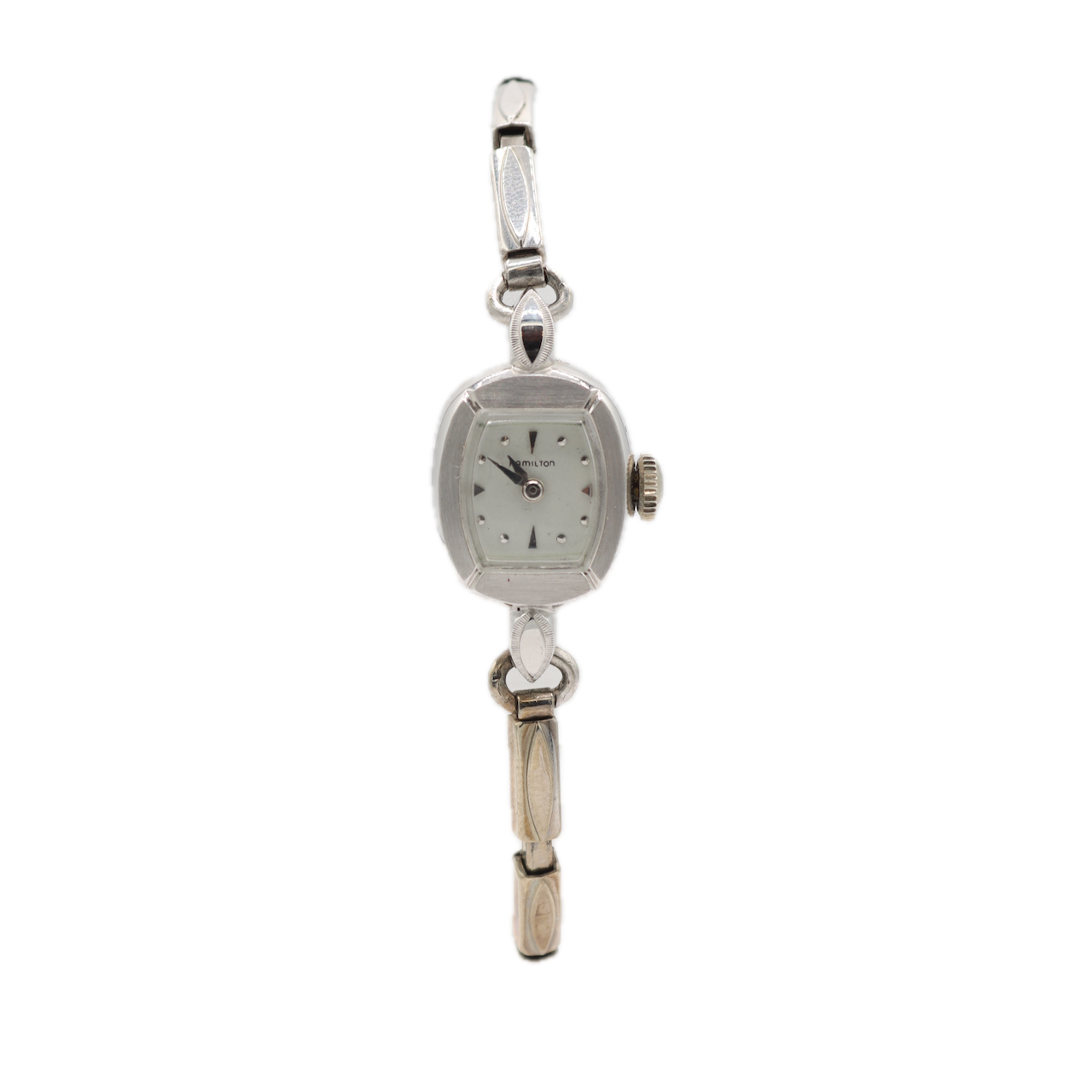 Vintage 14.5mm Hamilton Ladies Mechanical Wristwatch 757 USA 10k White RGP