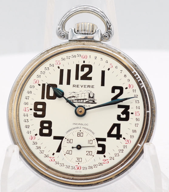 Vintage Revere Railroad Style 17 Jewel Mechanical Pocket Watch Unitas 431
