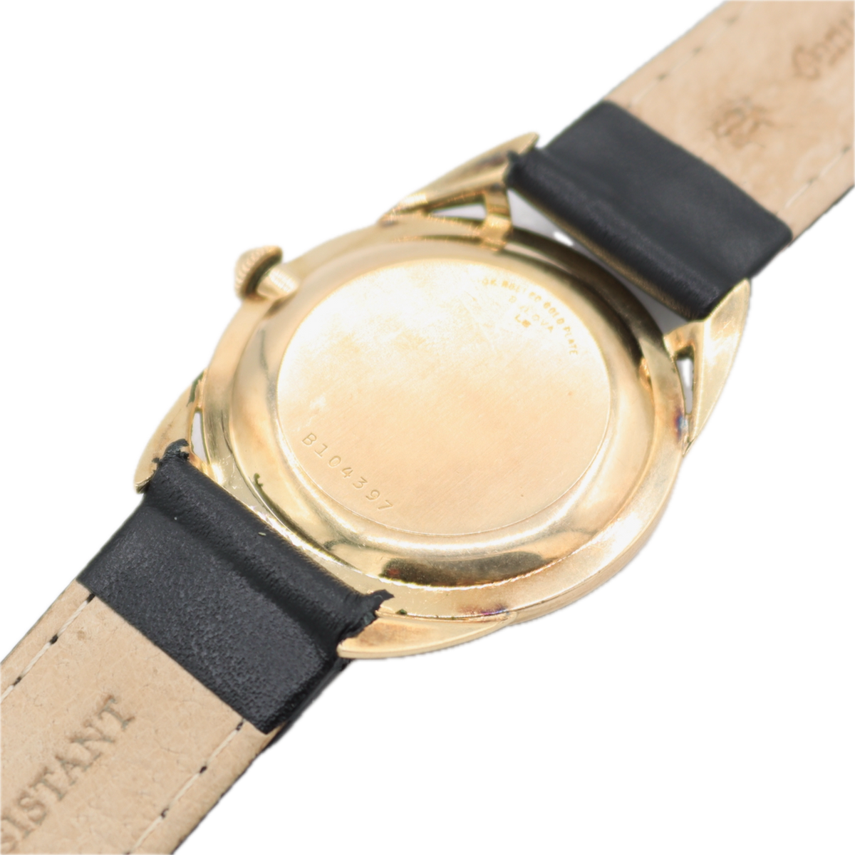 Vintage 32mm Bulova Black Dial Hollow Lug Men's Mechanical Wristwatch 10k RGP