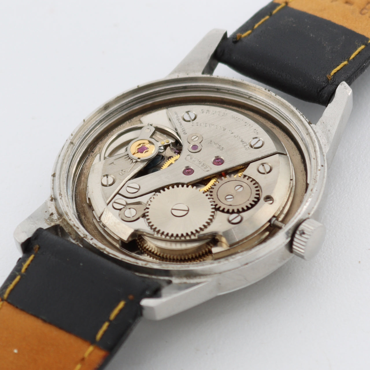 Vintage 34mm Gruen Precision Men's Mechanical Wristwatch Swiss Made S.Steel