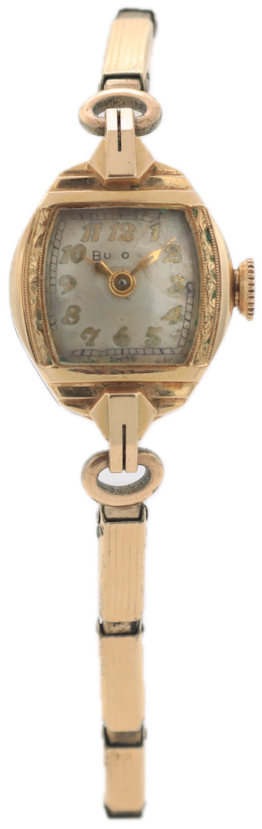 Vintage 1951 Bulova Cocktail Ladies Mechanical Wristwatch 6 BK Steel & 10k RGP