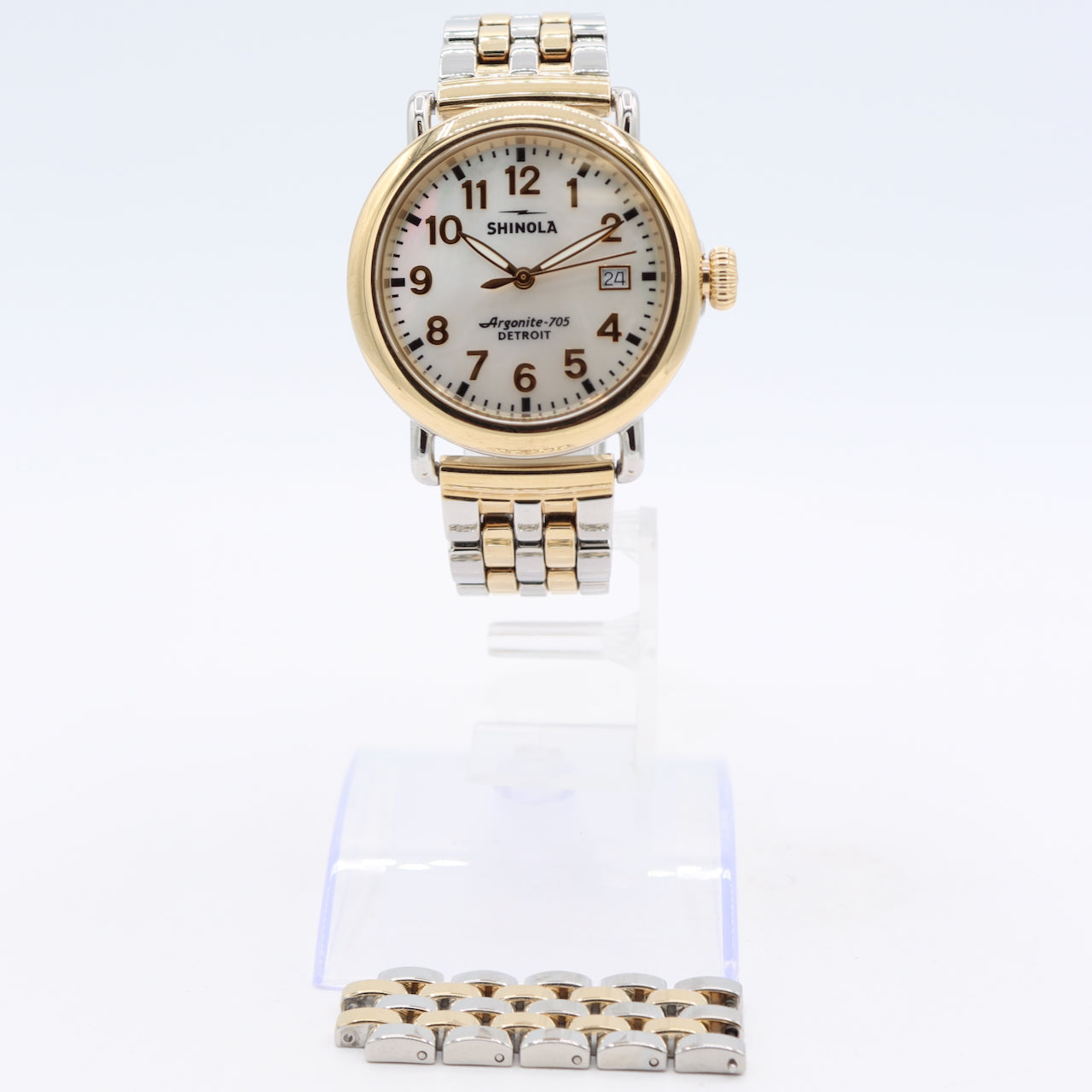 Vintage 36mm Shinola Runwell MOP Dial Men's Quartz Wristwatch Argonite-705