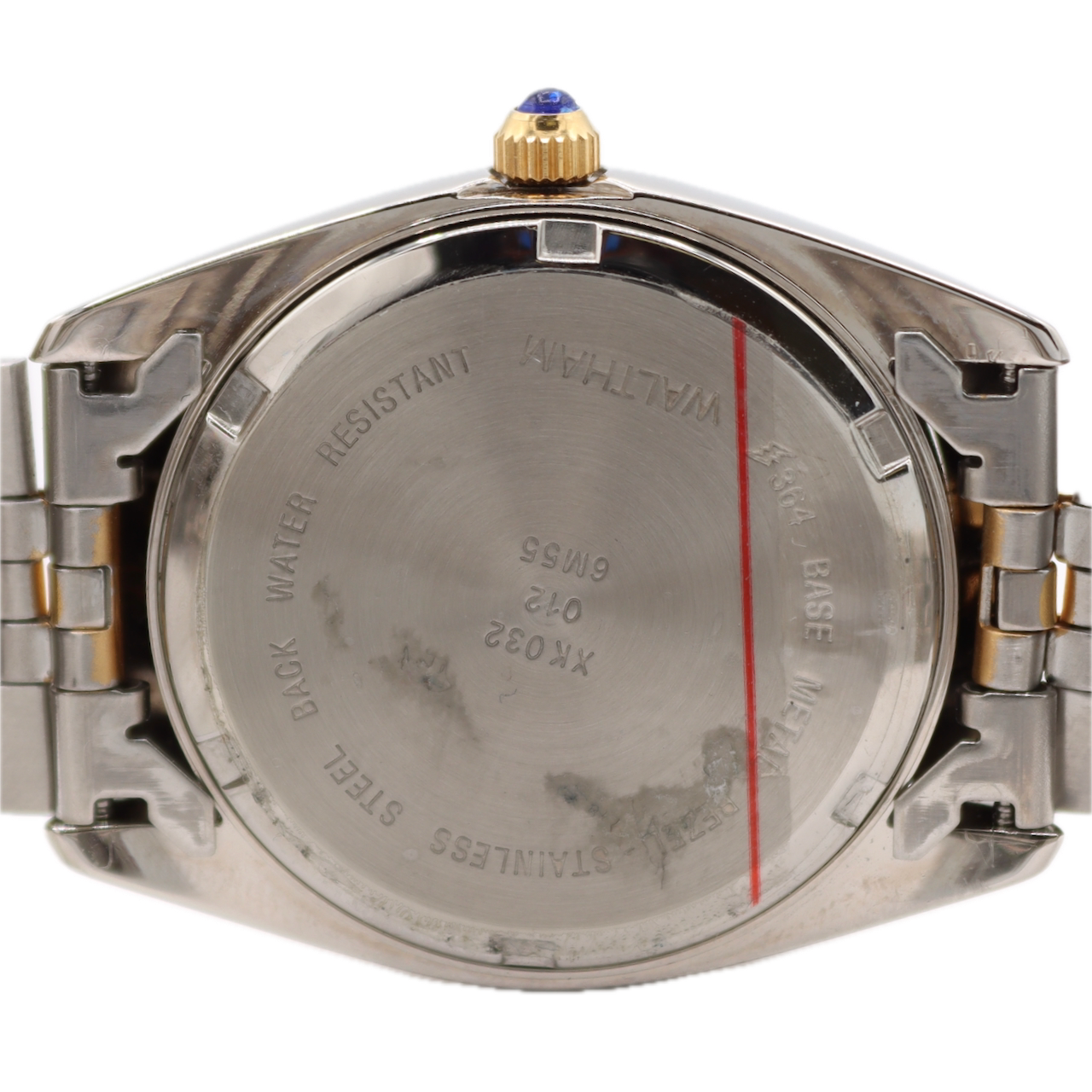 Vintage 36mm Waltham XK032 Day Date Men's Quartz Wristwatch Japan Blue Dial