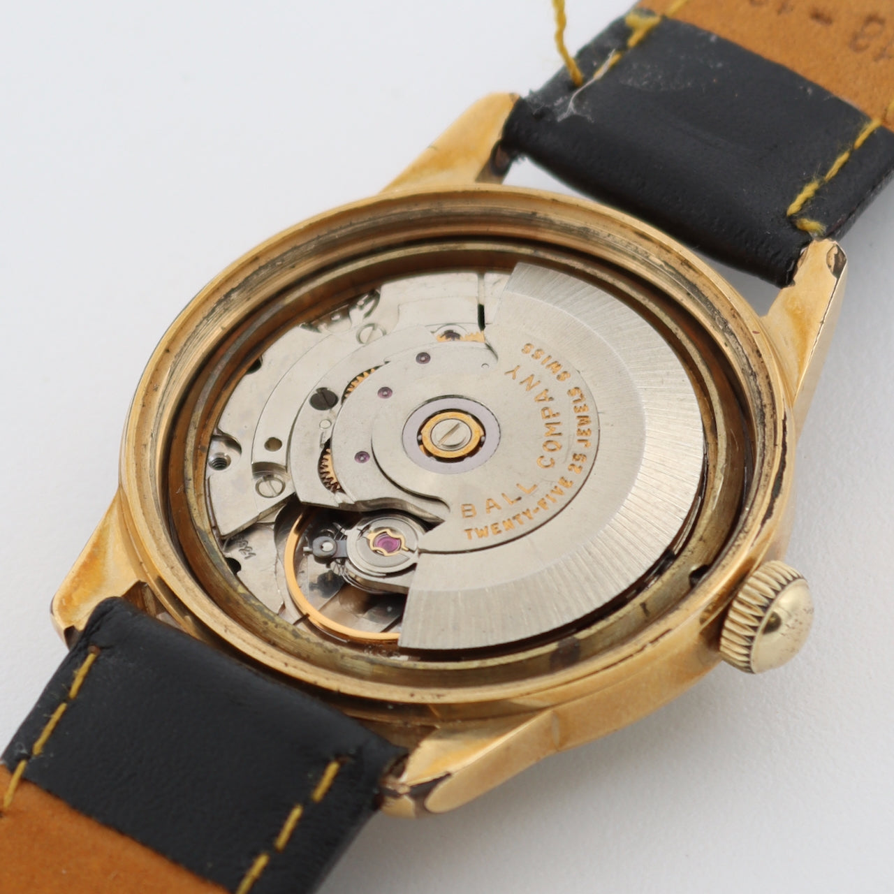 Vintage Ball Trainmaster Men's Automatic Wristwatch ETA.2821 Swiss Gold Tone