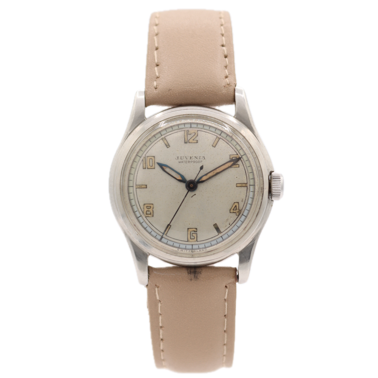 Vintage 33mm Juvenia Military Style Men's Mechanical Wristwatch Swiss Steel
