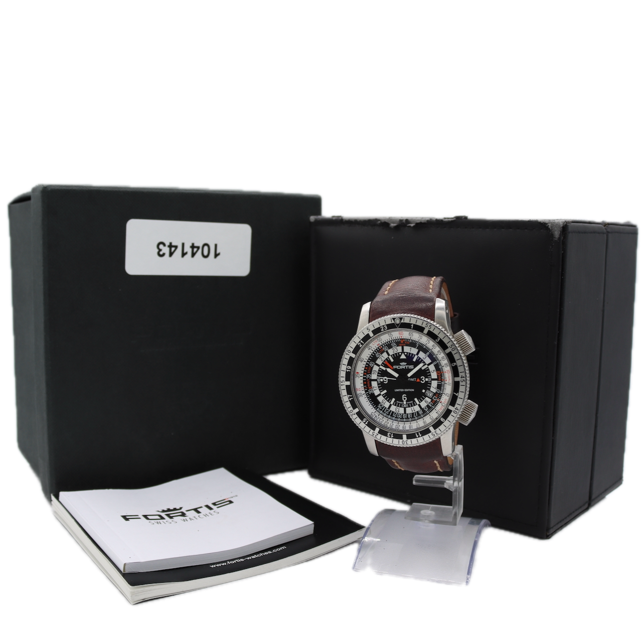 Fortis 669.10.148 B-47 Calculator GMT Men's Automatic Wristwatch 3 Time Zones