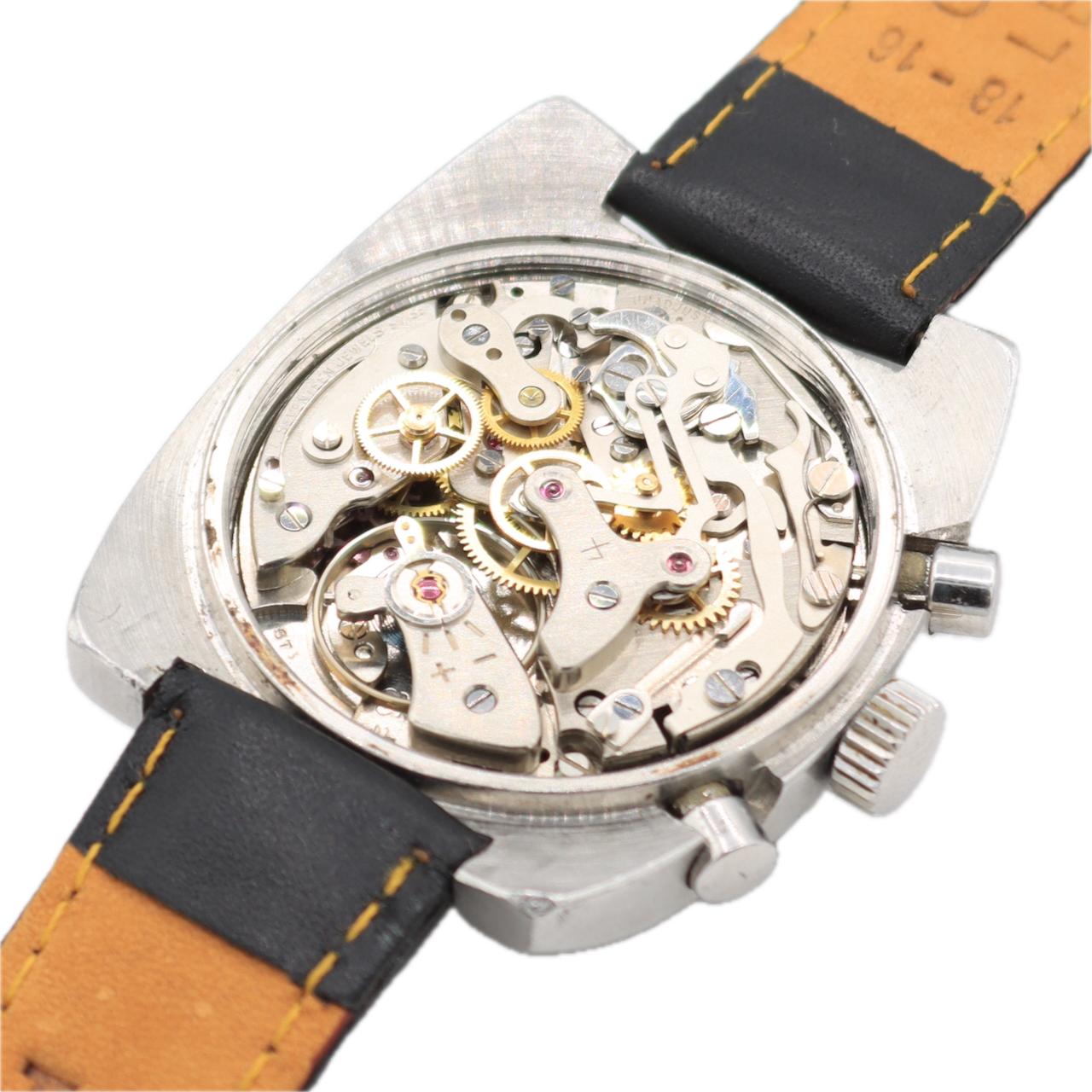 Vintage 37mm Bucherer Wind Red Men's Chronograph Wristwatch L. 248 Swiss Steel