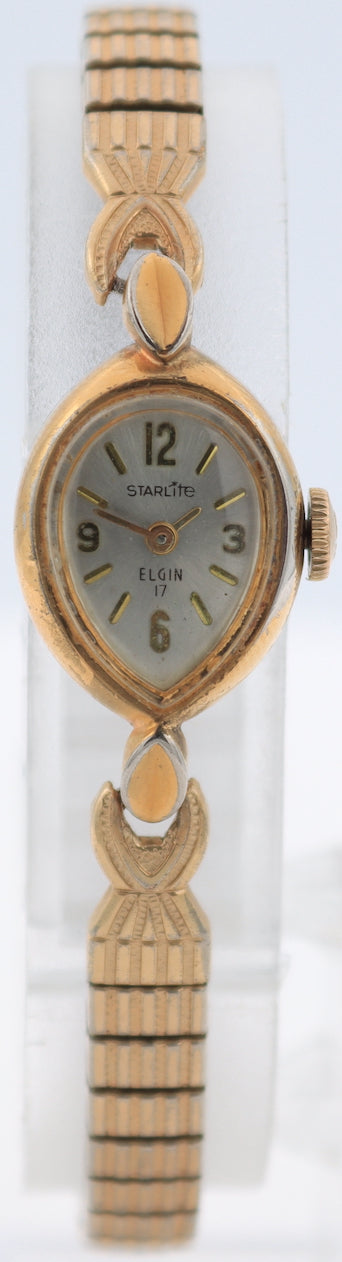 Vintage Elgin 5555 Starlite Teardrop Ladies Mechanical Wristwatch 1075